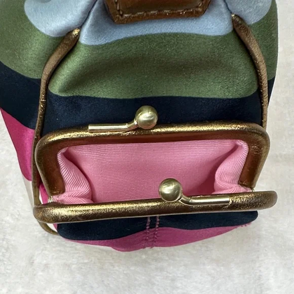 Coach Legacy Stripe Kiss Lock Pocket Zipper Hobo Handbag (RARE) (Mini Size) - Picture 15 of 15